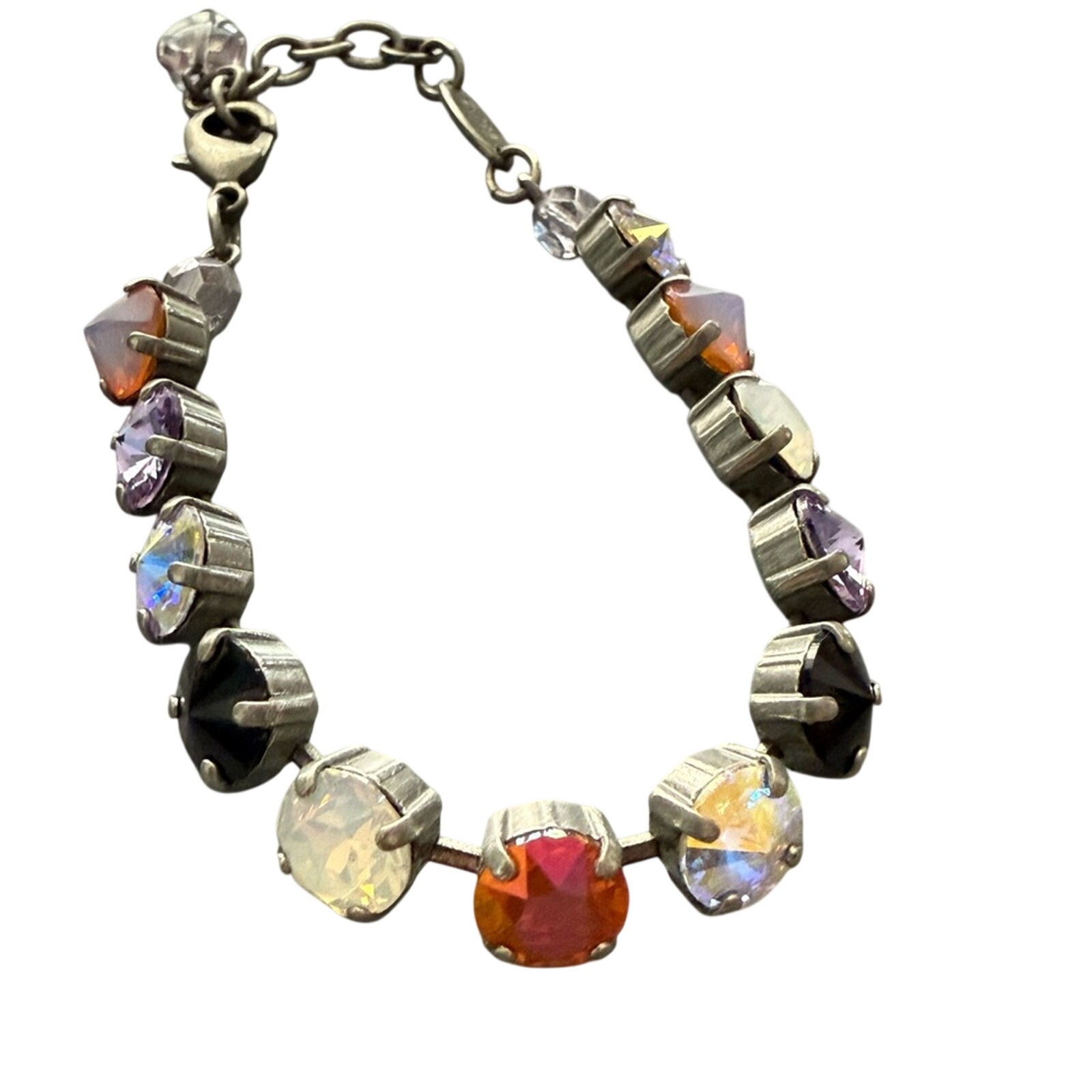 Sabika Crystal Silver Tone Tennis Style Bracelet